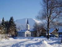 Oberstaufen Kirchturm Winter